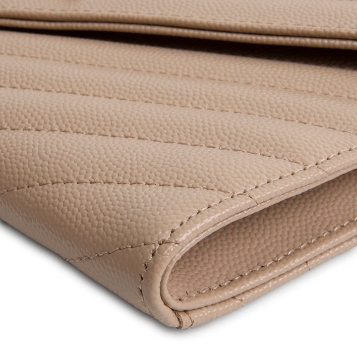 SAINT LAURENT Cassandre Flap Wristlet - Dark Beige