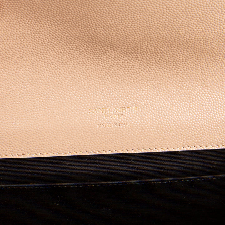 SAINT LAURENT Cassandre Flap Wristlet - Dark Beige