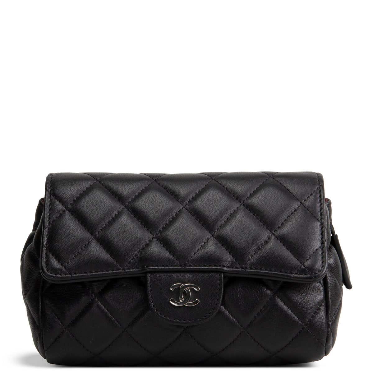 CHANEL Lambskin Quilted Flap Cosmetic Case - Black