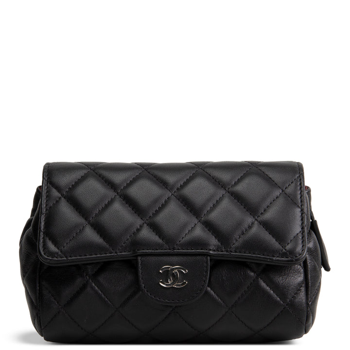 CHANEL Lambskin Quilted Flap Cosmetic Case - Black