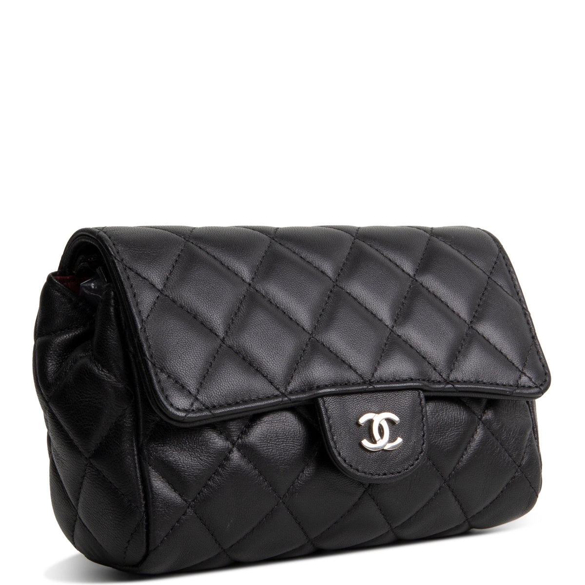 CHANEL Lambskin Quilted Flap Cosmetic Case - Black