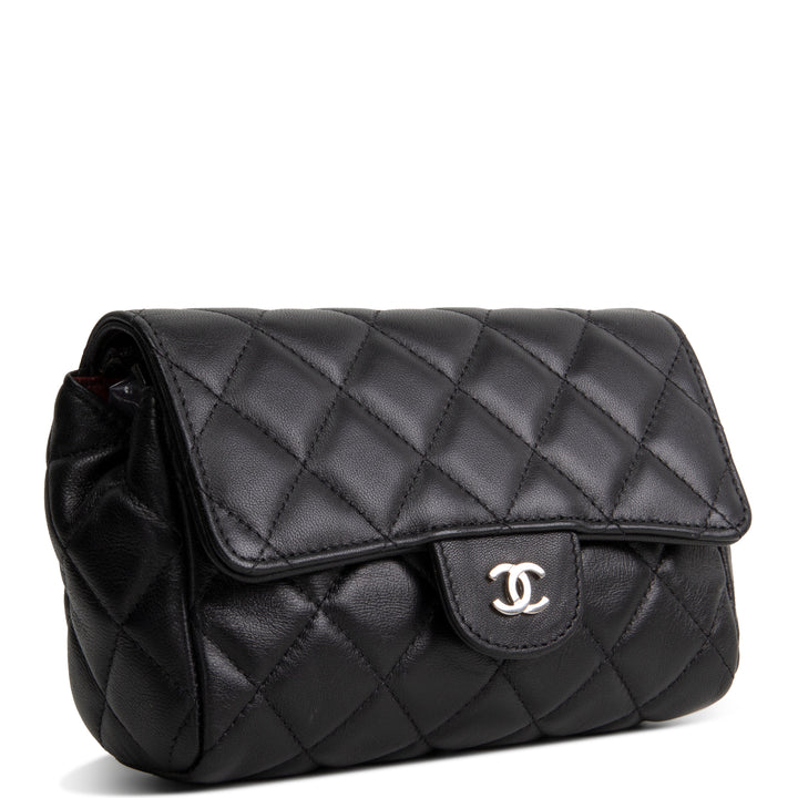 CHANEL Lambskin Quilted Flap Cosmetic Case - Black