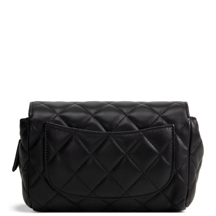 CHANEL Lambskin Quilted Flap Cosmetic Case - Black