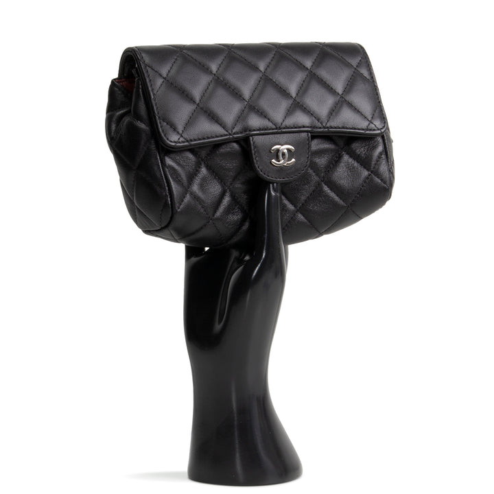 CHANEL Lambskin Quilted Flap Cosmetic Case - Black