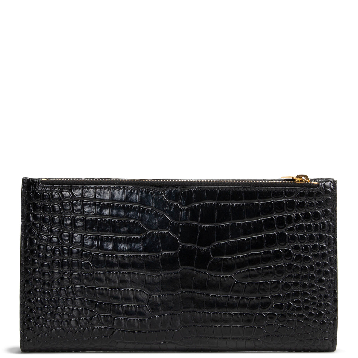 SAINT LAURENT Croc Embossed Envelope Wallet