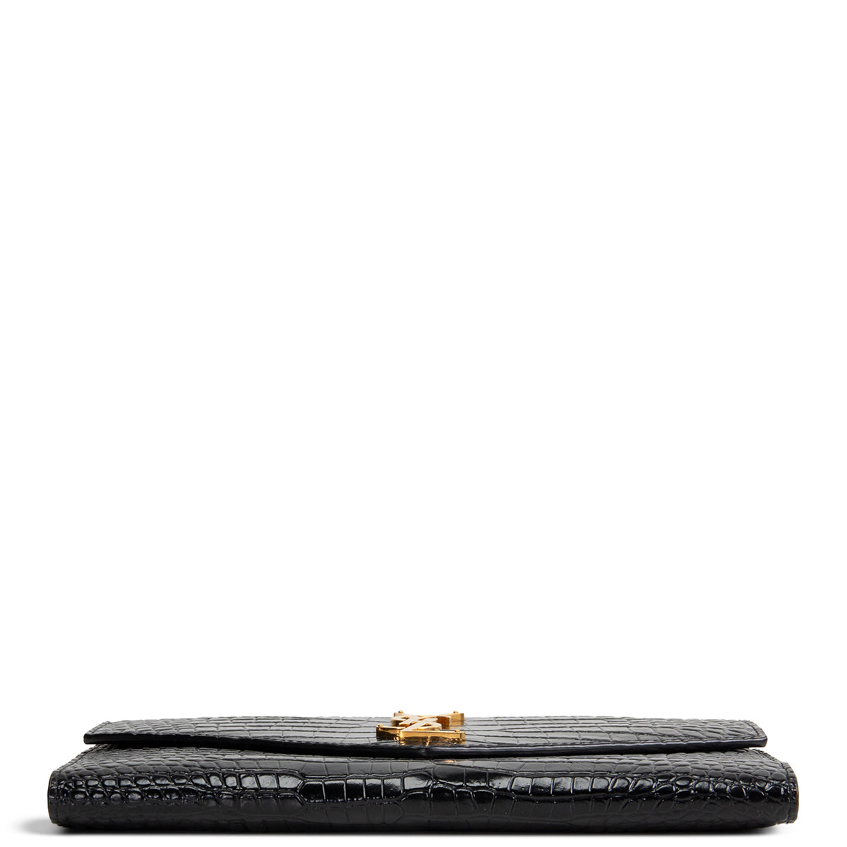 SAINT LAURENT Croc Embossed Envelope Wallet