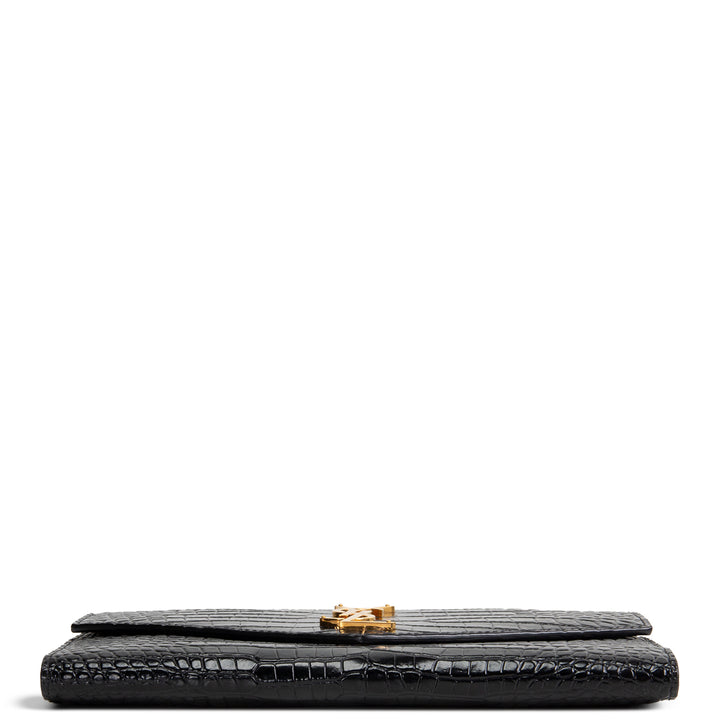 SAINT LAURENT Croc Embossed Envelope Wallet