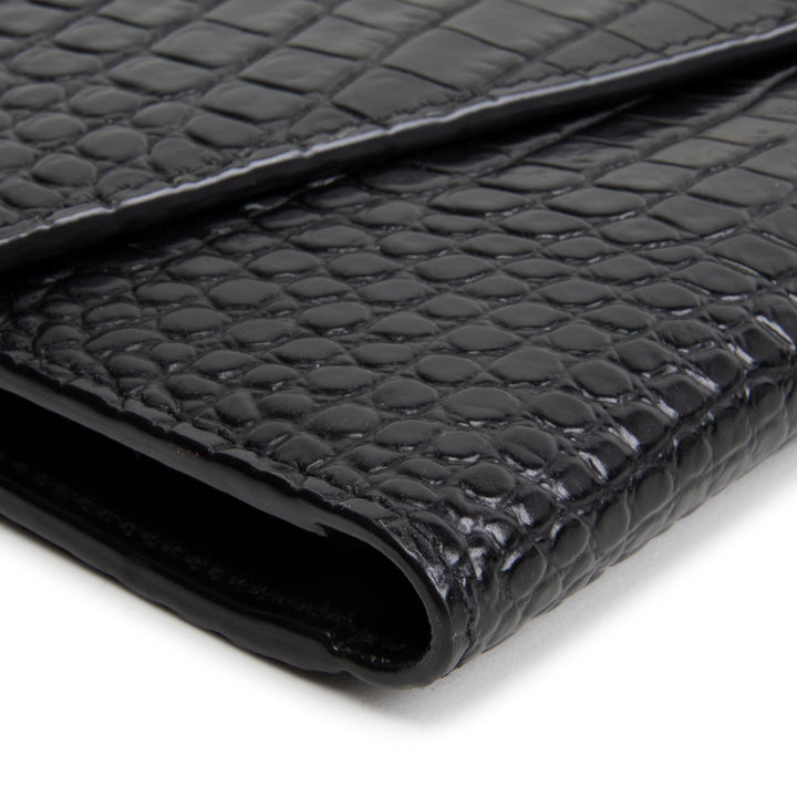SAINT LAURENT Croc Embossed Envelope Wallet
