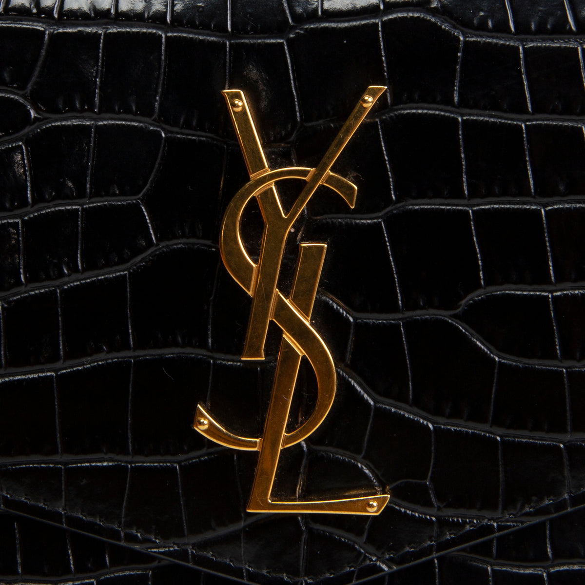 SAINT LAURENT Croc Embossed Envelope Wallet