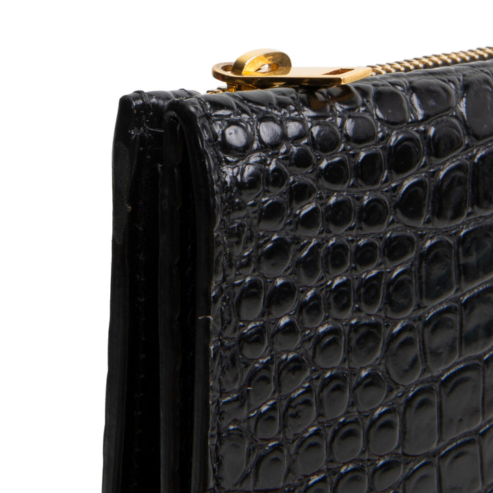 SAINT LAURENT Croc Embossed Envelope Wallet