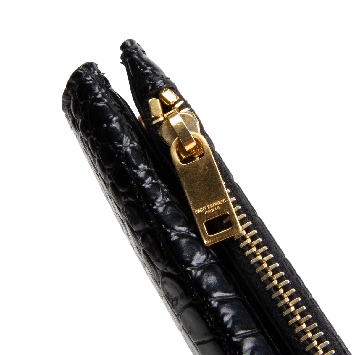 SAINT LAURENT Croc Embossed Envelope Wallet