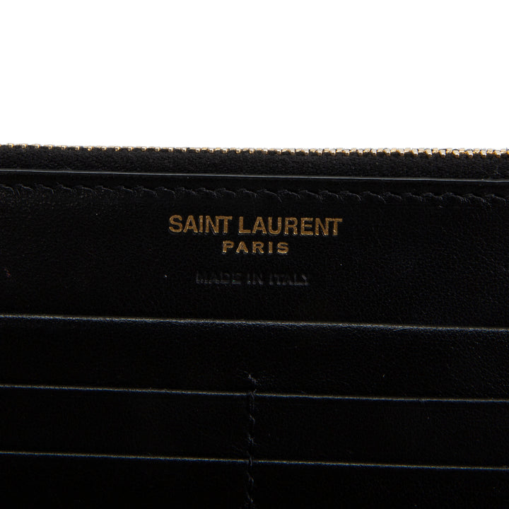 SAINT LAURENT Croc Embossed Envelope Wallet