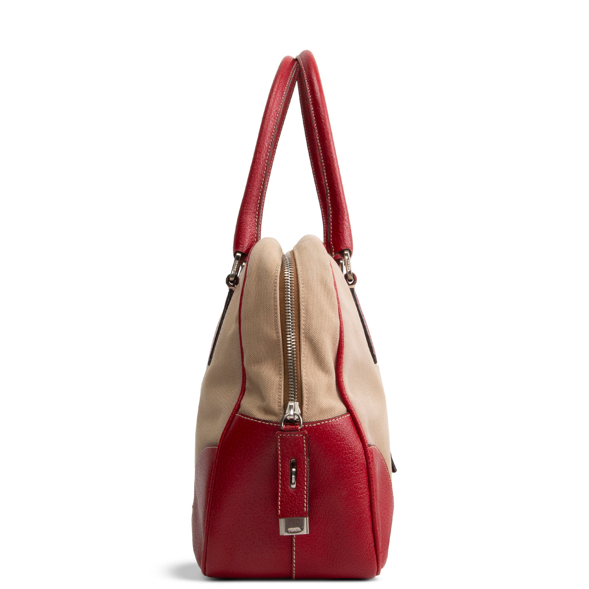 PRADA Cinghiale - Trimmed Canapa Bowler Bag - Canvas - Red