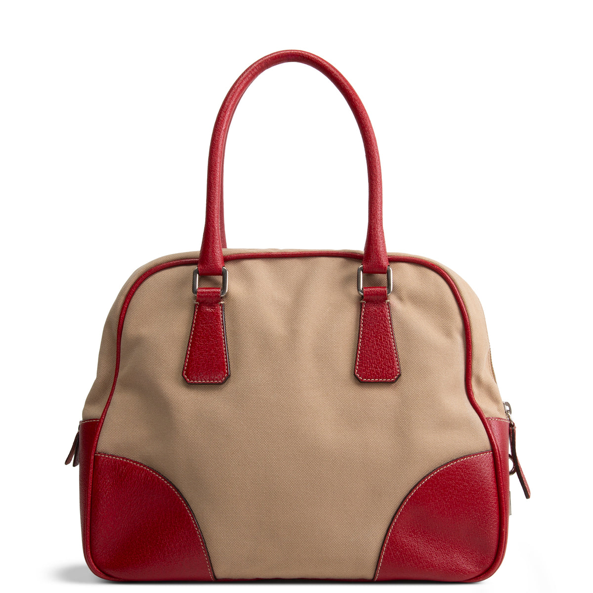 PRADA Cinghiale - Trimmed Canapa Bowler Bag - Canvas - Red