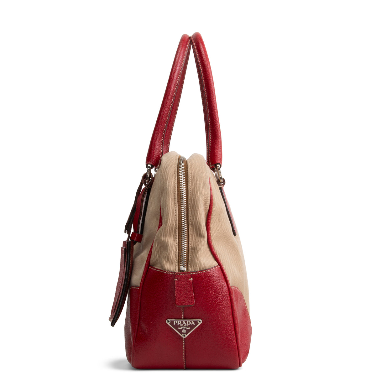 PRADA Cinghiale - Trimmed Canapa Bowler Bag - Canvas - Red