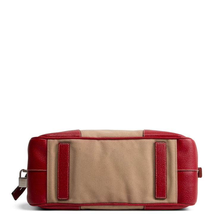 PRADA Cinghiale - Trimmed Canapa Bowler Bag - Canvas - Red