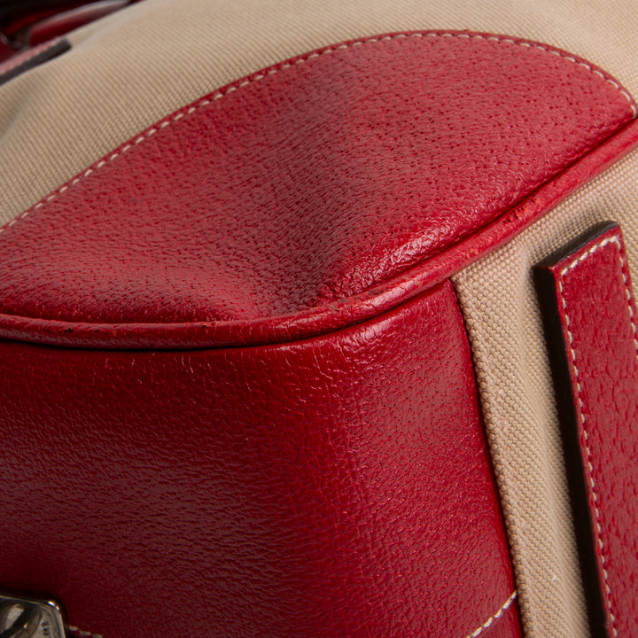 PRADA Cinghiale - Trimmed Canapa Bowler Bag - Canvas - Red
