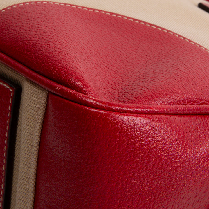 PRADA Cinghiale - Trimmed Canapa Bowler Bag - Canvas - Red
