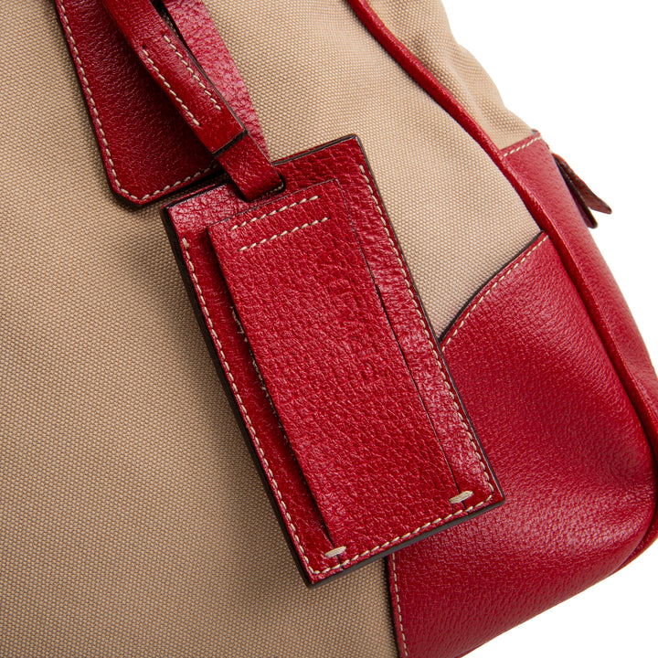 PRADA Cinghiale - Trimmed Canapa Bowler Bag - Canvas - Red