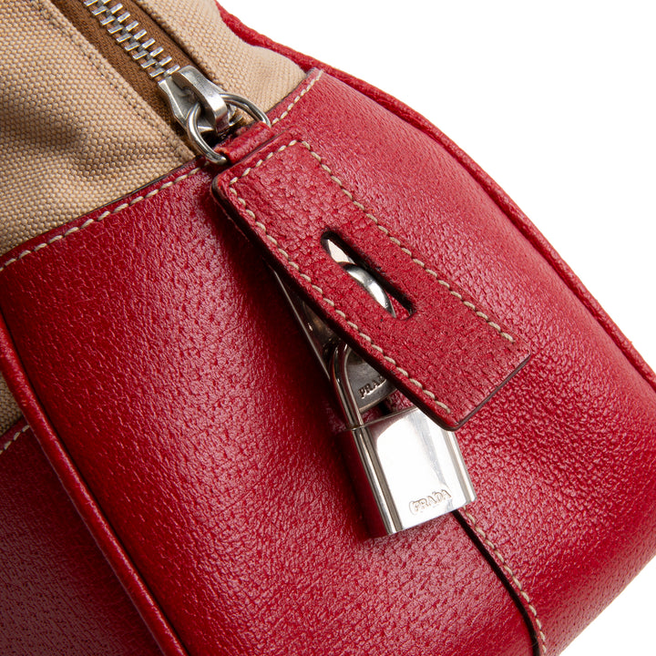 PRADA Cinghiale - Trimmed Canapa Bowler Bag - Canvas - Red