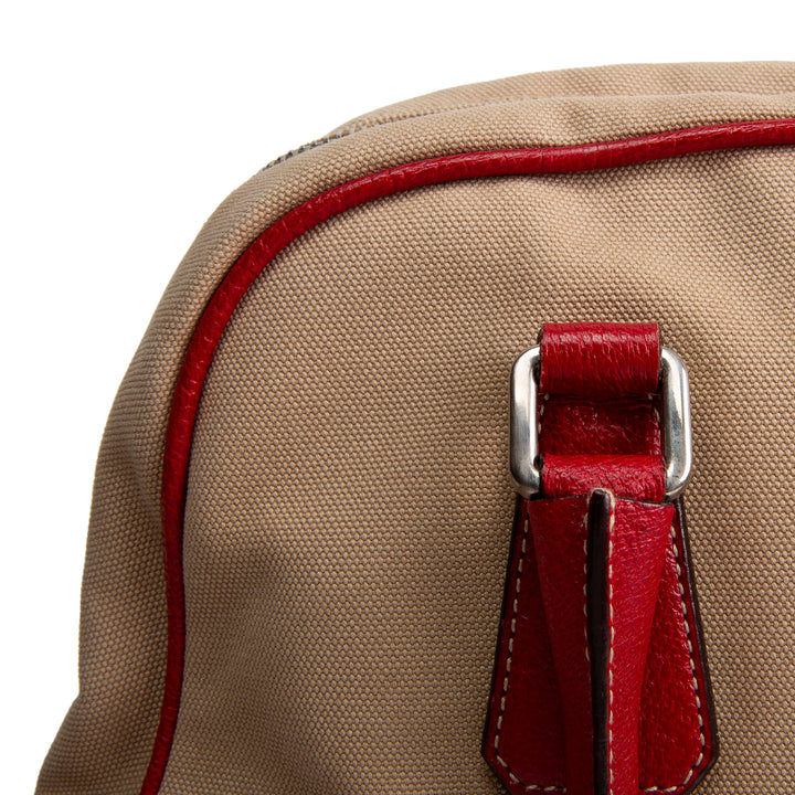PRADA Cinghiale - Trimmed Canapa Bowler Bag - Canvas - Red