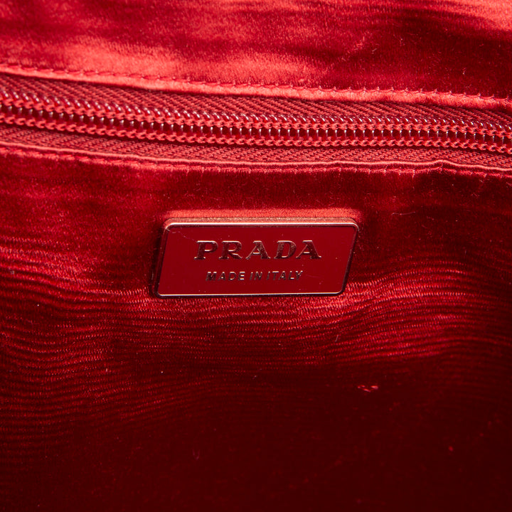 PRADA Cinghiale - Trimmed Canapa Bowler Bag - Canvas - Red