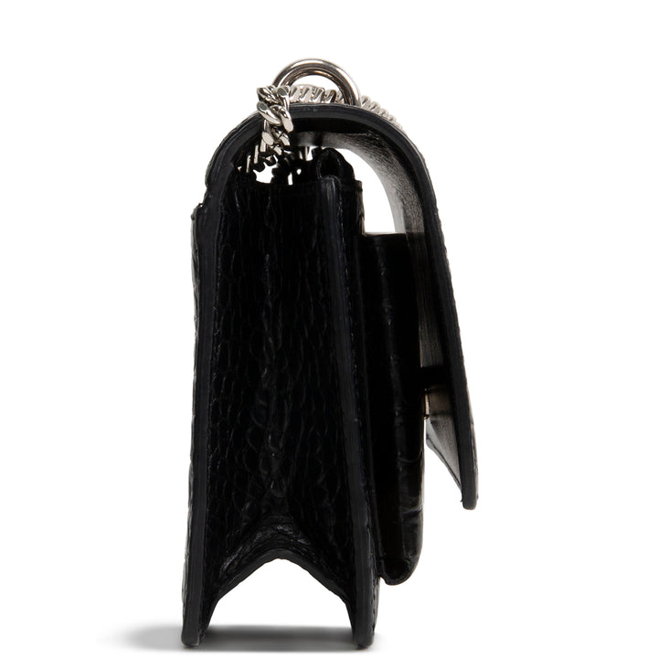 SAINT LAURENT Croc Embossed Mini Sunset - Black