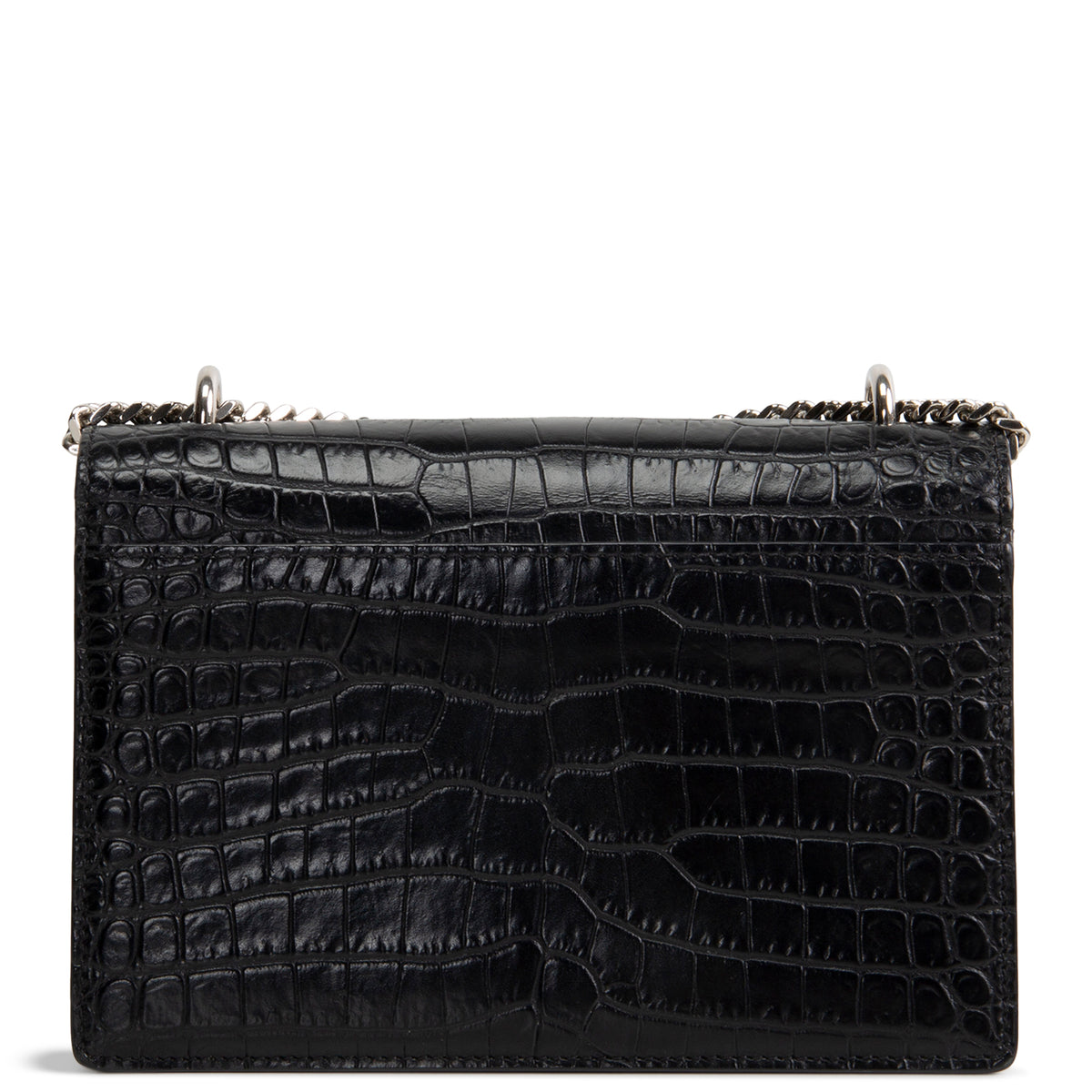 SAINT LAURENT Croc Embossed Mini Sunset - Black