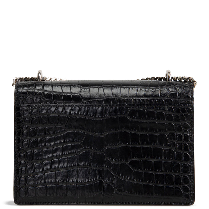 SAINT LAURENT Croc Embossed Mini Sunset - Black