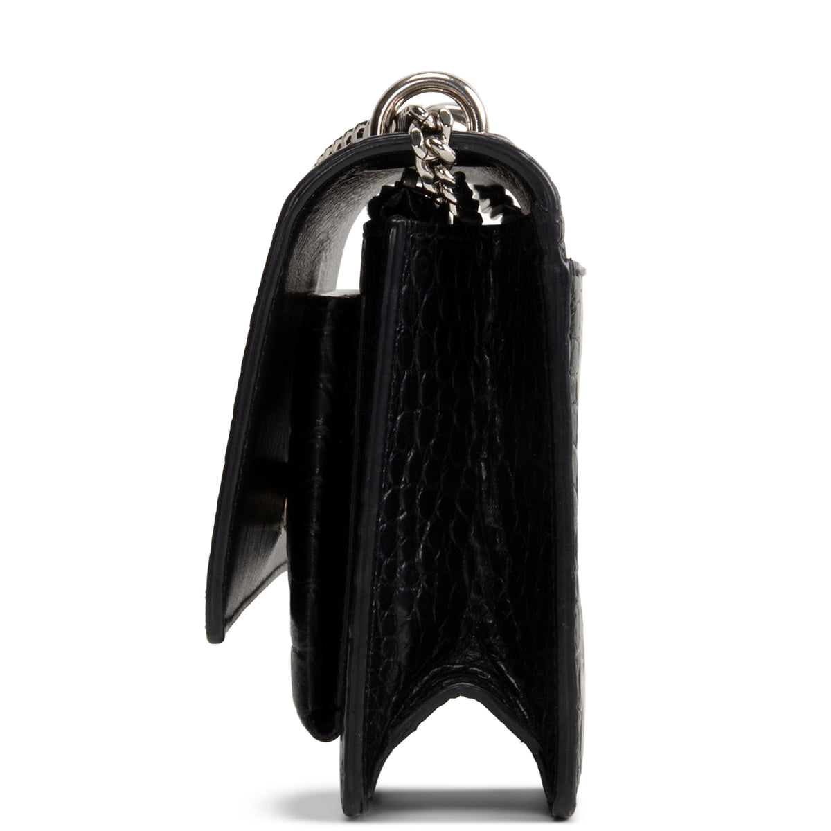 SAINT LAURENT Croc Embossed Mini Sunset - Black