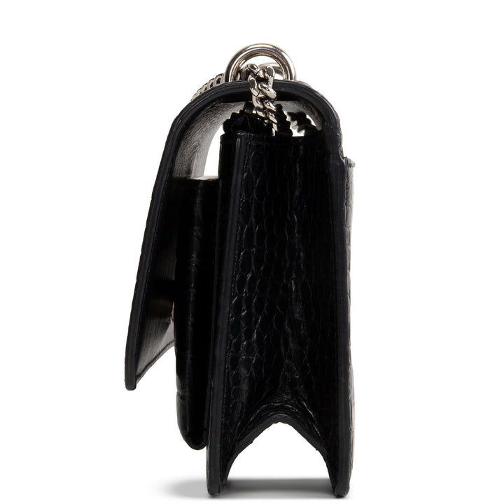 SAINT LAURENT Croc Embossed Mini Sunset - Black