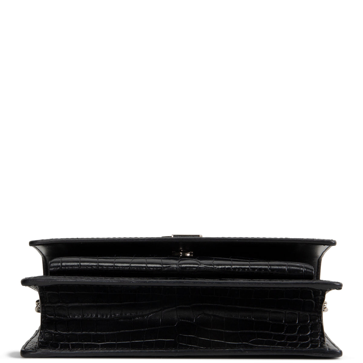 SAINT LAURENT Croc Embossed Mini Sunset - Black