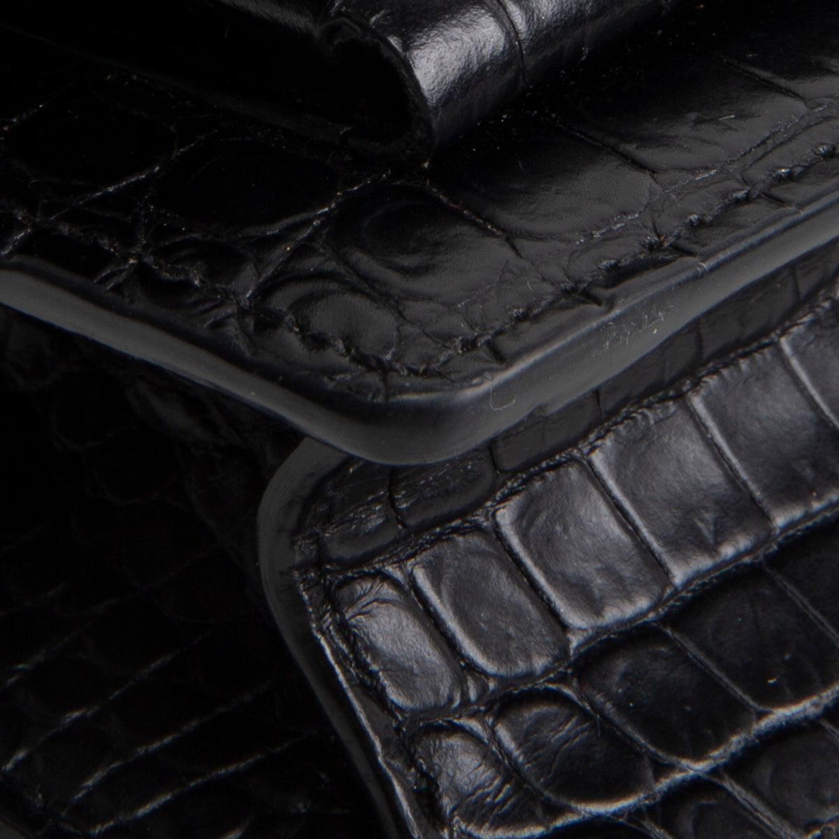 SAINT LAURENT Croc Embossed Mini Sunset - Black