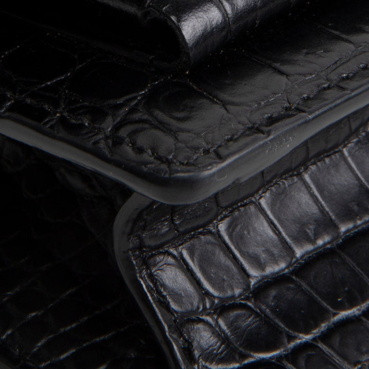 SAINT LAURENT Croc Embossed Mini Sunset - Black