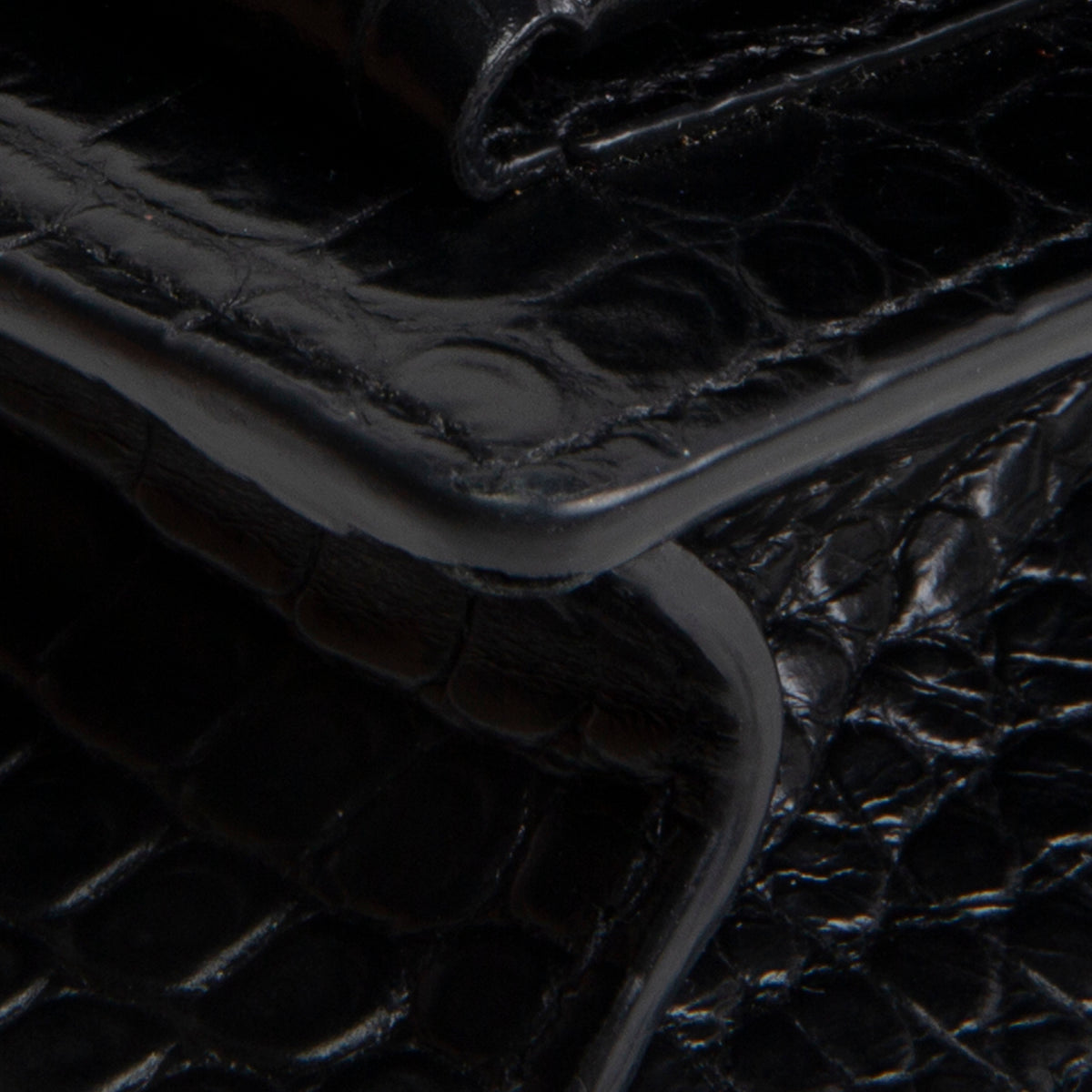 SAINT LAURENT Croc Embossed Mini Sunset - Black