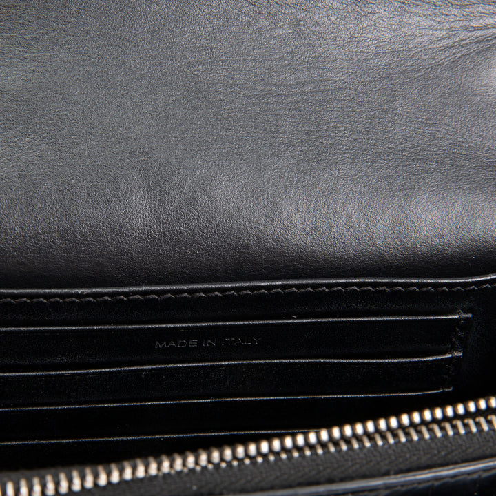SAINT LAURENT Croc Embossed Mini Sunset - Black