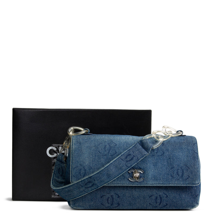 CHANEL Vintage Denim Lucite Flap Bag - Blue