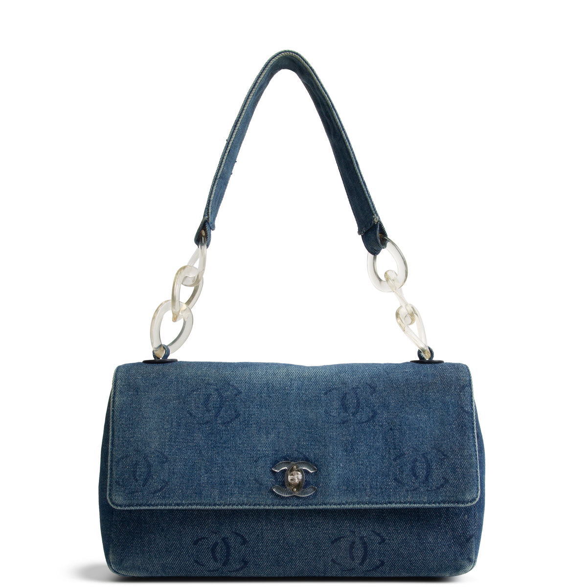 CHANEL Vintage Denim Lucite Flap Bag - Blue