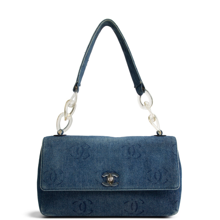CHANEL Vintage Denim Lucite Flap Bag - Blue