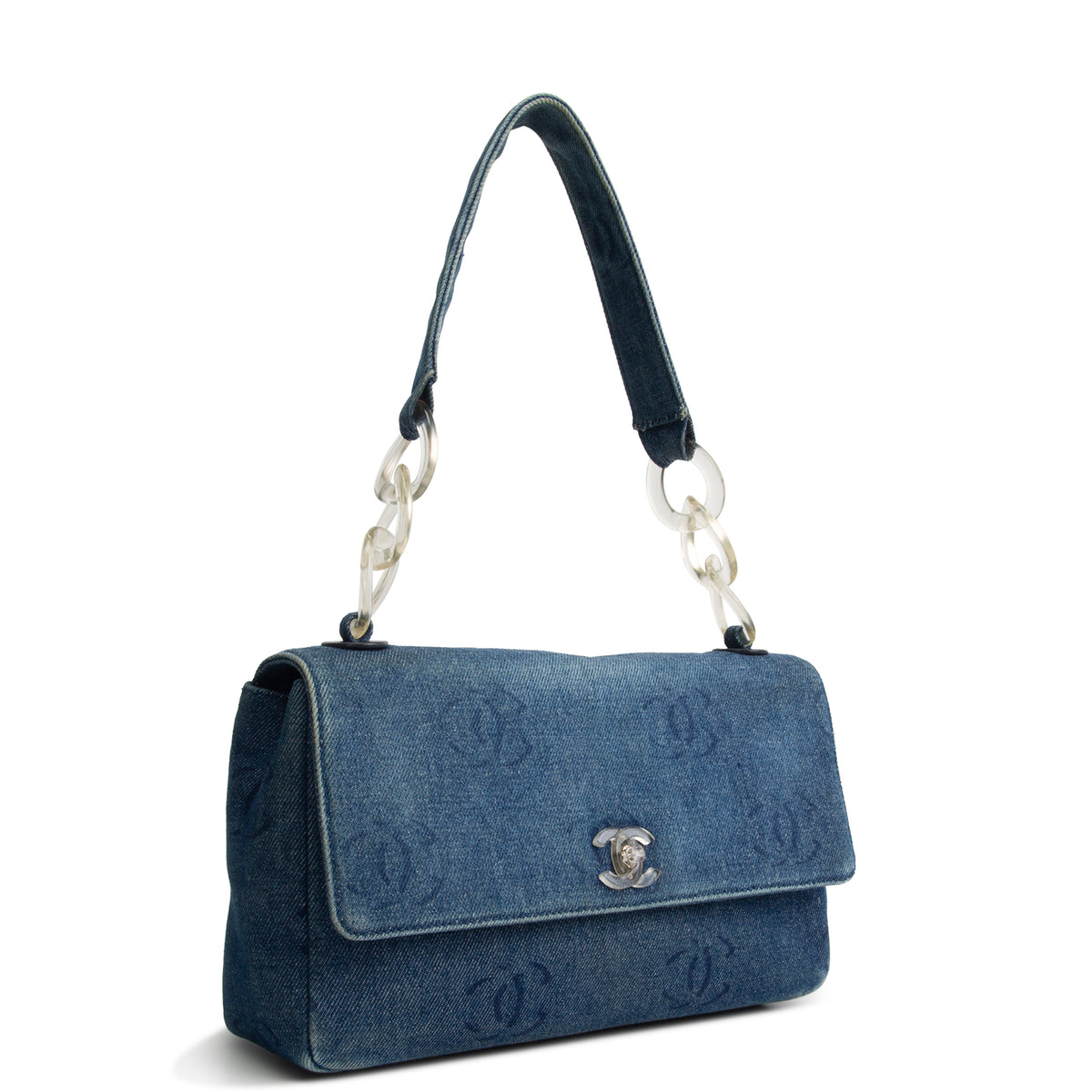 CHANEL Vintage Denim Lucite Flap Bag - Blue