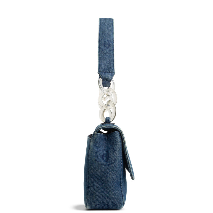 CHANEL Vintage Denim Lucite Flap Bag - Blue