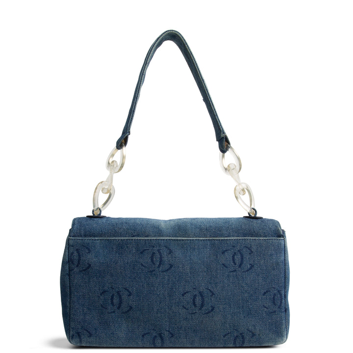 CHANEL Vintage Denim Lucite Flap Bag - Blue