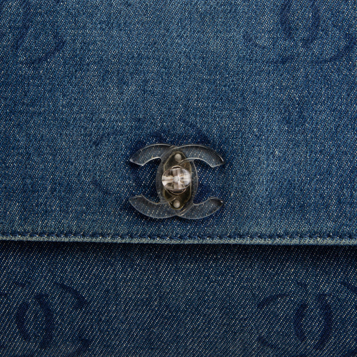 CHANEL Vintage Denim Lucite Flap Bag - Blue