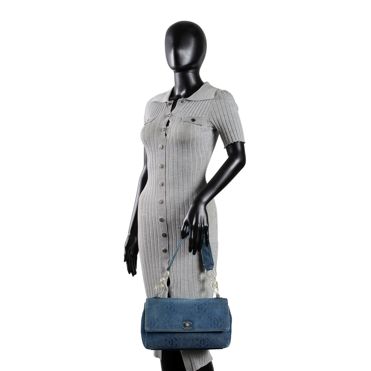CHANEL Vintage Denim Lucite Flap Bag - Blue
