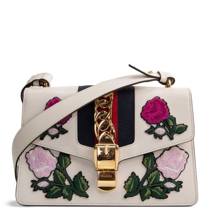 GUCCI Small Embroidered Sylvie - White
