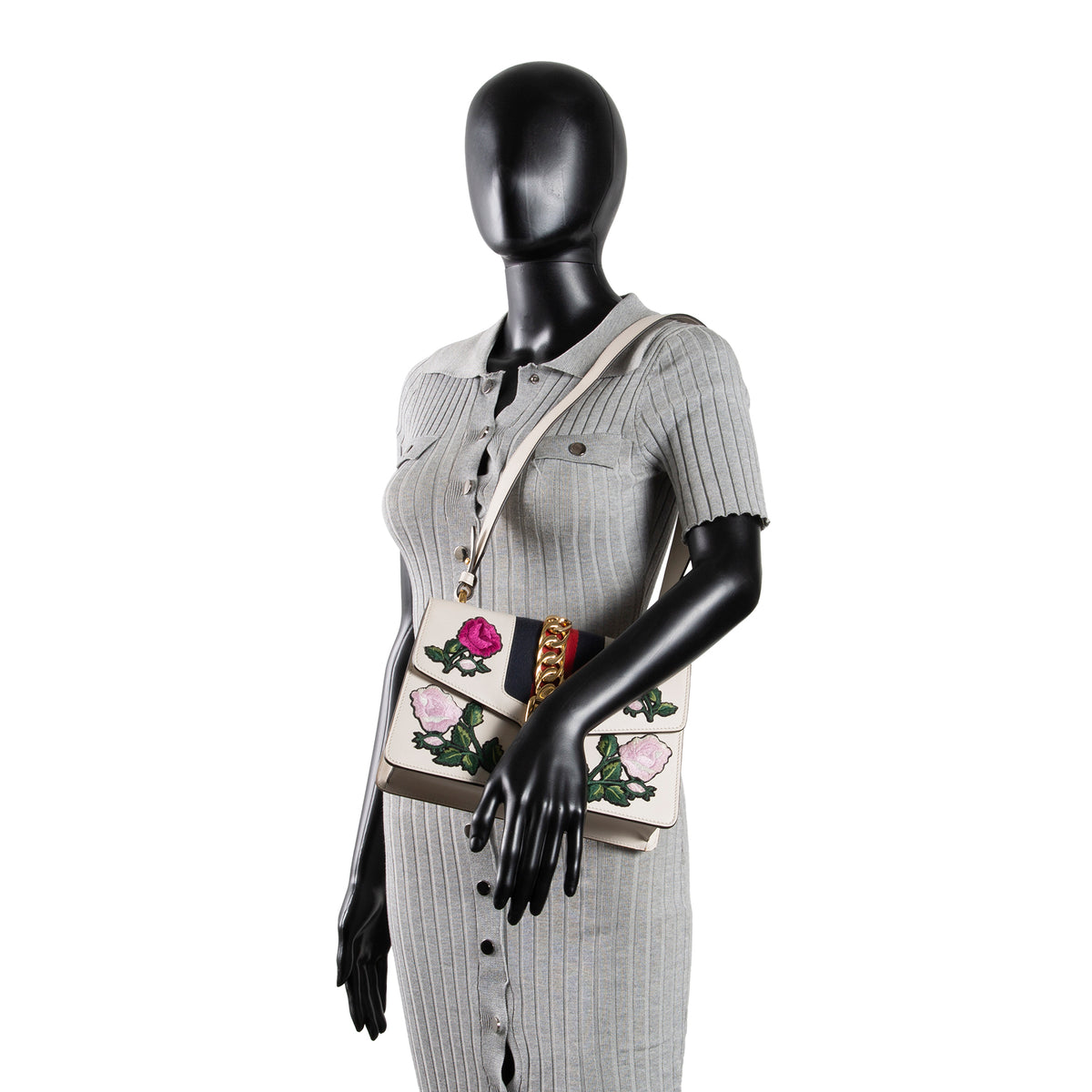 GUCCI Small Embroidered Sylvie - White
