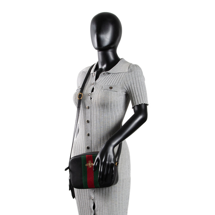 GUCCI Vintage Calfskin "Webby Bee" Camera Bag - Black OUTLET FINAL SALE