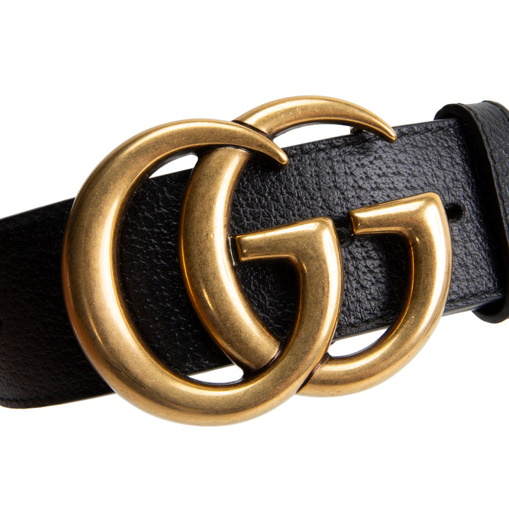 GUCCI GG Marmont - Black Leather Belt 40mm