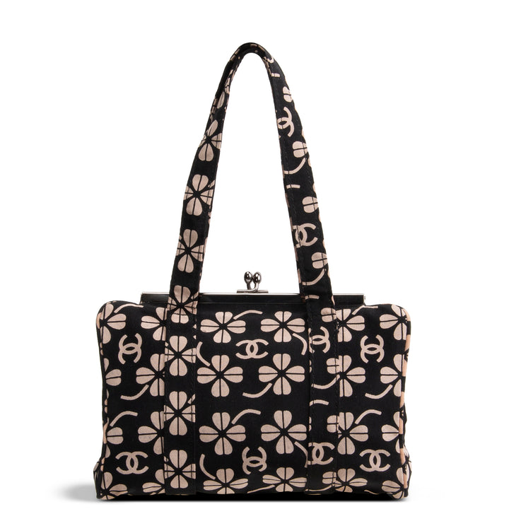 CHANEL Vintage Canvas CC Clover Clutch - Black