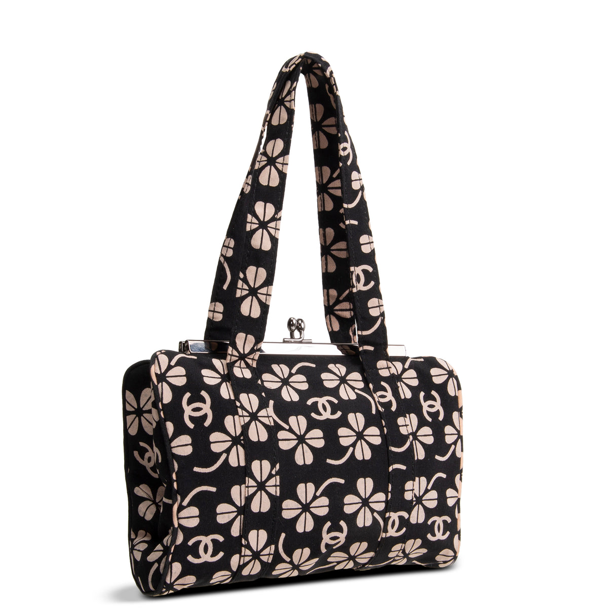CHANEL Vintage Canvas CC Clover Clutch - Black
